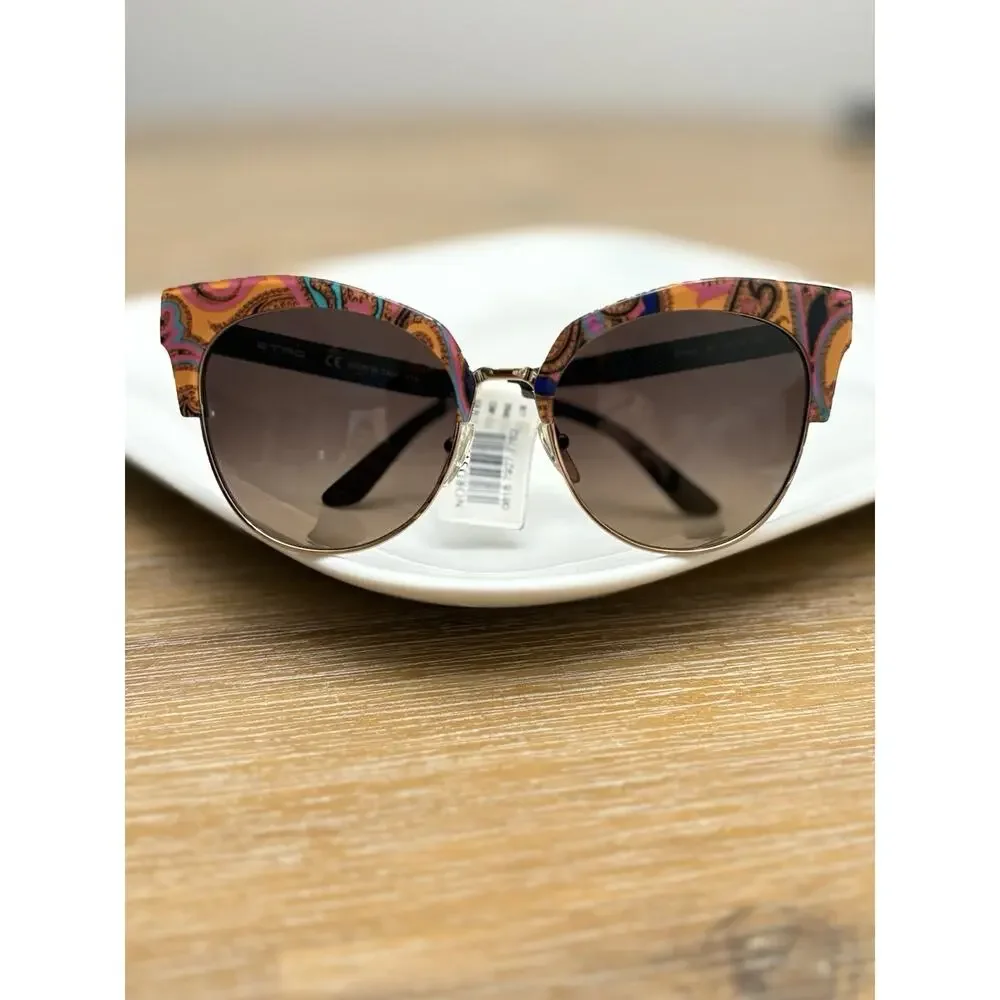ETRO ET108S 800 Women’s Cat Eye Sunglasses Brown/Orange Paisley 54-18-140 IItaly